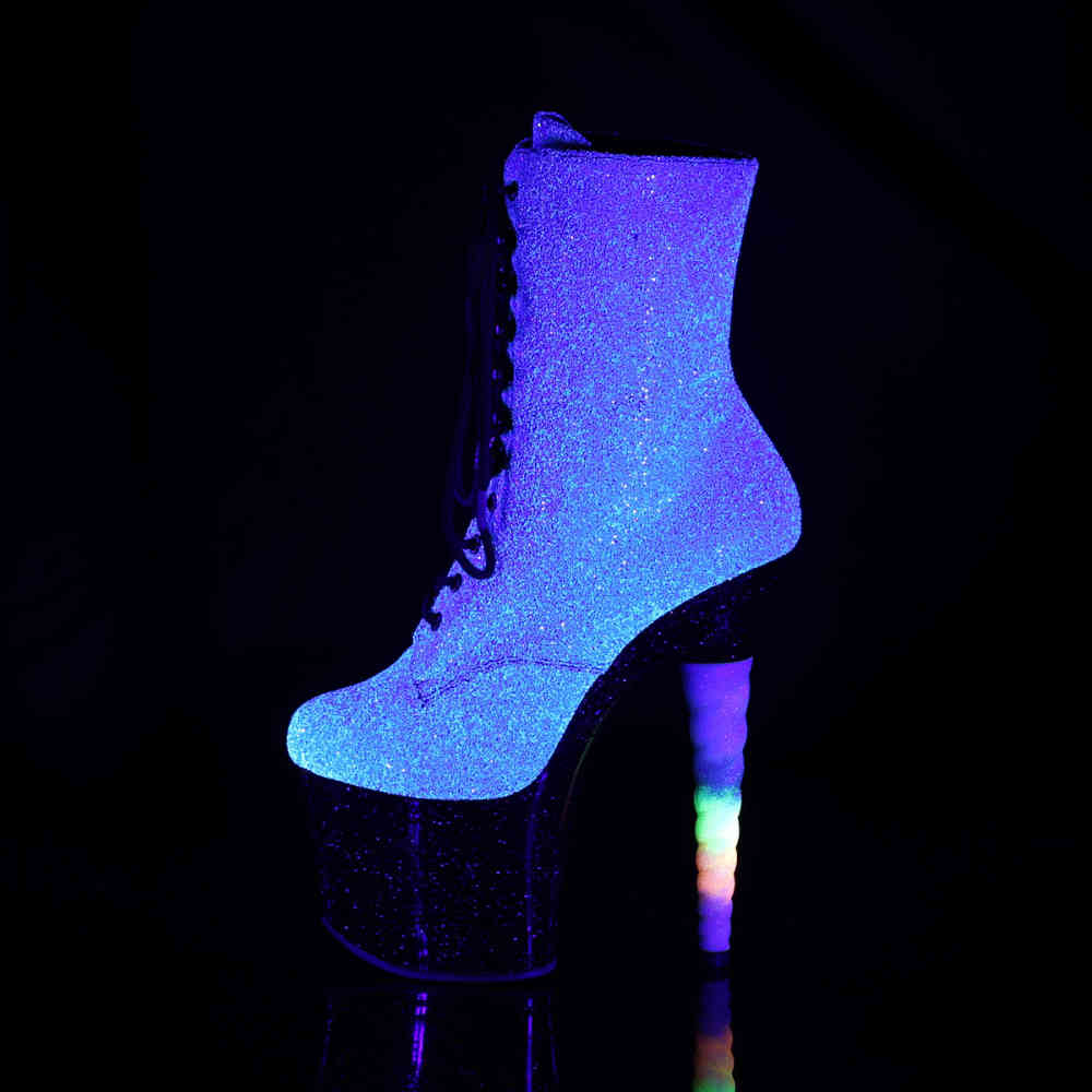 Pleaser - UNICORN-1020G Plateau Laarzen, Paaldans schoenen - Paaldans schoenen - Paars/Blauw